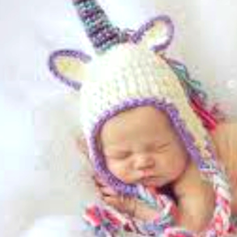 Newborn unicorn baby hat photo prop hat crocheted